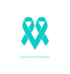Ovarian cancer Heart symbol teal ribbon flat shape vector image