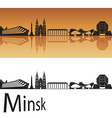Minsk skyline in orange background vector image