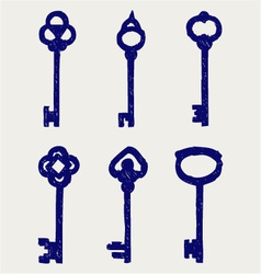 Antique keys collection vector image