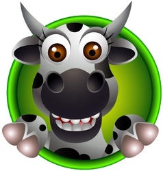 Funny head cow cartoon vector image