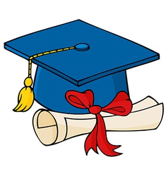 Graduate Blue Cap With Diploma vector image