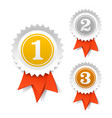 Gold silver and bronze award ribbons vector image