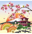 Japanese background with sakura Japanese cherry vector image