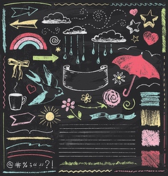 Vintage Chalkboard Design Elements Hand Drawn Set vector image
