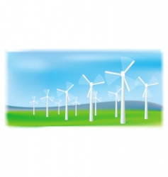 Wind turbines farm vector image