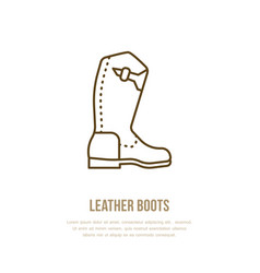 Leather boots line logo flat sign for polo vector image
