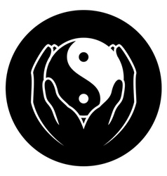Hands holding yin yang symbol vector image