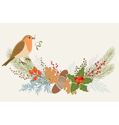 Floral Christmas decoration vector image
