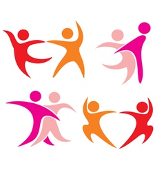 Couple dancing set of icons vector image
