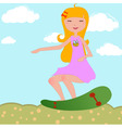 Girl riding skateboard vector image