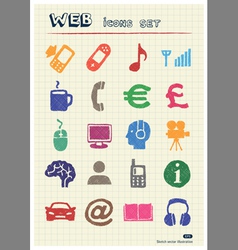 Internet and media icons set vector image