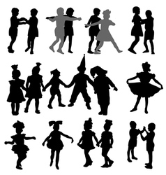 Dancing children silhouettes vector image