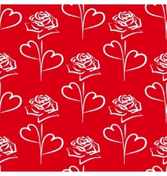 Seamless background of white roses and hearts Seamless background of white roses and hearts vector image