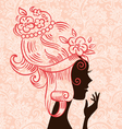 Beautiful woman silhouette with flowers vector image