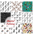 Music musical instruments seamless patterns set vector image