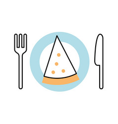 Cutlery kitchen with pizza vector image