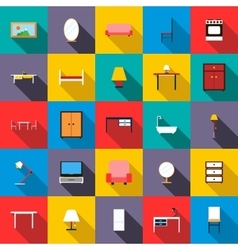 Furniture icons set flat style Furniture icons set flat style vector image