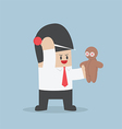 Businessman try to prick needle into a voodoo doll Businessman try to prick needle into a voodoo doll vector image