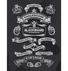 Retro Chalkboard banners and ribbon design vector image