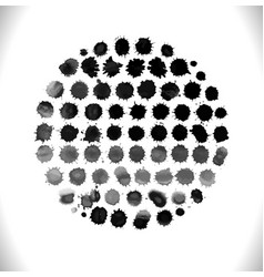 Set of black watercolor stain vector image