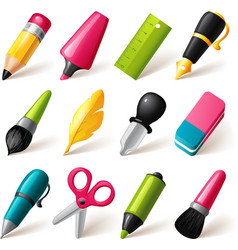 Drawing and Writing tools icon set Drawing and Writing tools icon set vector image