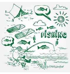 Fishing icons set vector image