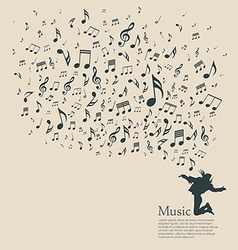 Silhouette various musical notes and people dance vector image