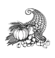 Thanksgiving cornucopia full of harvest fruits and vector image