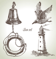 Sea set of nautical design elements vector image