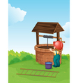 Worker by the well vector image