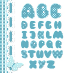 Retro scrapbook font blue color vector image