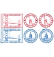 Usa famous cities stamps vector image