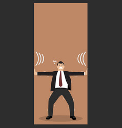 Businessman pushing against squeezing walls vector image