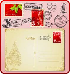 Christmas postage set vector image