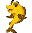 Funny yellow cartoon fish vector image