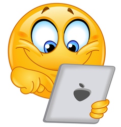 Emoticon with tablet vector image