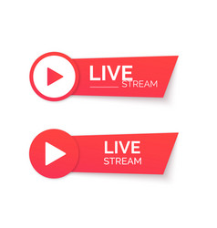 live stream red icon online streaming banner vector image