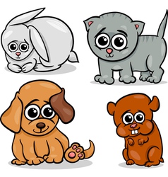 Cartoon cute pets animals set vector image