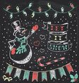 Vintage Christmas Chalkboard Hand Drawn Set 3 Vintage Christmas Chalkboard Hand Drawn Set 3 vector image