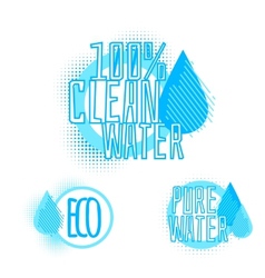Set of three clear water badges vector image