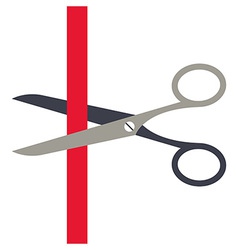 Scissors cutting a red ribbon vector image