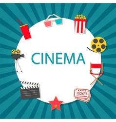 Cinema background with cinema icons set Cinema background with cinema icons set vector image