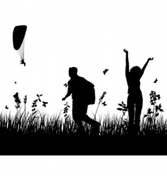 Meadow silhouettes vector image