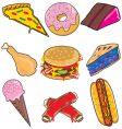 Junk food elements and icons vector image