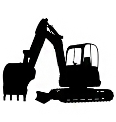 Compact excavator silhouette vector image