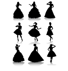 Set of various beautiful model girls in dress vector image