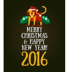 christmas and happy new year 2016 greeting card vector image