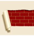 Ripped paper on brick wall vector image