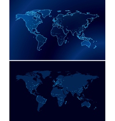 Blue maps of the world with light of the cities vector image