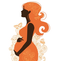 Silhouette of pregnant woman vector image